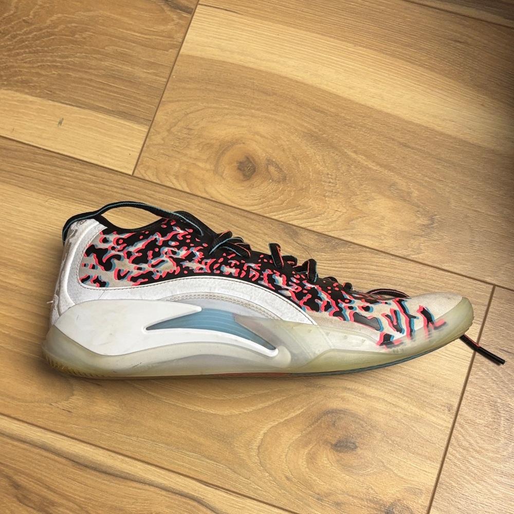 Jordan Zion 3 Athletic Shoes - White and Black with Red Accents - Picture 2 of 3